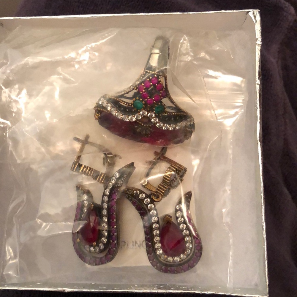 Ruby Ring Set With Earrings From India- Indian Je… - image 6